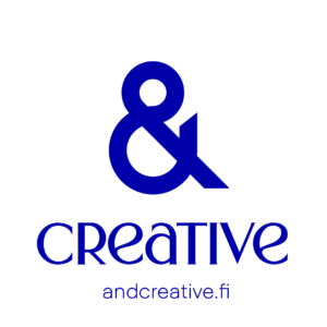&creativen logo, jossa sininen et cetera-merkki ja teksti andcreative